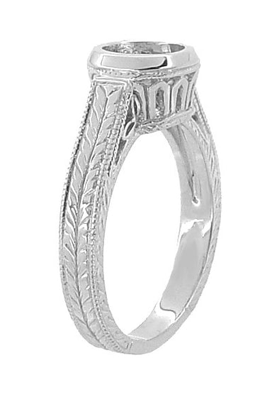 Art Deco 1 - 1.25 Carat Platinum Filigree Engraved Wheat Engagement Bezel Ring Setting - alternate view