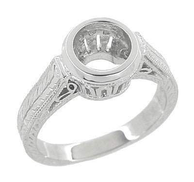 Art Deco 1 - 1.25 Carat Platinum Filigree Engraved Wheat Engagement Bezel Ring Setting - Item: R306P1 - Image: 3