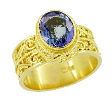 Byzantine Tanzanite Ring in 22 Karat Gold