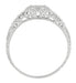 Platinum Art Deco Vintage Engraved Filigree Diamond Engagement Ring with Side Blue Sapphires