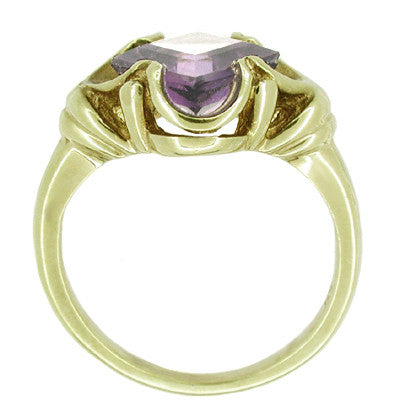 Victorian Square Lilac Amethyst Ring in 14 Karat Yellow Gold - Item: R325 - Image: 2
