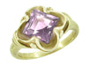 Victorian Square Lilac Amethyst Ring in 14 Karat Yellow Gold