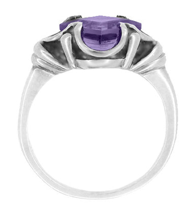 Victorian East to West Square Lavender Amethyst Ring in 14 Karat White Gold - alternate view