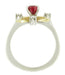 Retro Moderne Ruby and Diamond Galaxy "Right Hand" Vintage Ring in 14 Karat Yellow and White Gold