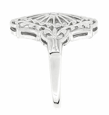 Art Deco Filigree Diamond Fan Cocktail Ring in 14 Karat White Gold - alternate view
