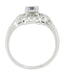 Art Deco Scroll Sapphire Cocktail Ring in 14 Karat White Gold