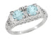 Art Deco Aquamarine Duo Filigree Ring in 14 Karat White Gold