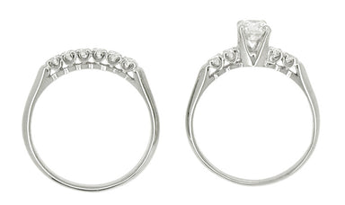 Mid Century Diamond Vintage Wedding Set in 14 Karat White Gold - alternate view