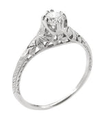 Art Deco Filigree Flowers and Wheat 1/3 Carat Engraved Engagement Ring Setting in Platinum