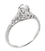 Platinum Art Deco Filigree Flowers and Wheat Engraved 0.36 Carat Diamond Solitaire Engagement Ring