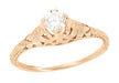 Rose Gold Art Deco Engraved Filigree Flowers and Wheat 0.43 Carat Old Diamond Engagement Ring