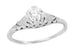 Art Deco Filigree Flowers and Wheat Engraved 0.40 Carat Solitaire White Sapphire Engagement Ring in 18 Karat White Gold
