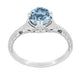 Art Deco Filigree Flowers and Wheat Engraved Aquamarine Engagement Ring in White Gold - 18K or 14K