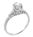 Art Deco Filigree Flowers and Wheat Engraved 1/2 Carat Diamond Engagement Ring in 18 Karat White Gold