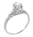 Art Deco Filigree Flowers and Wheat Engraved 1/2 Carat Diamond Engagement Ring in 18 Karat White Gold