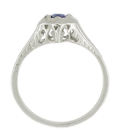 Art Deco Filigree Sapphire Promise Ring in 14 Karat White Gold - Item: R363 - Image: 2