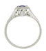 Art Deco Filigree Sapphire Promise Ring in 14 Karat White Gold