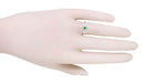 Victorian Flowers & Leaves Emerald Promise Ring in 14 Karat White Gold