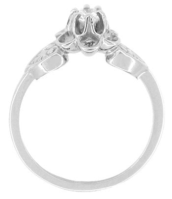 Floral Victorian White Sapphire Engagement Ring in 14 Karat White Gold - Item: R373W25WS - Image: 2
