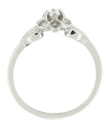 Flowers and Leaves Dainty Diamond Promise Ring in White Gold 10K