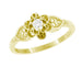 Carved Leaves & Flowers Yellow Gold Victorian Diamond Promise Ring