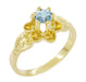 Victorian Flowers Aquamarine Birthstone Engagement Ring in 14 Karat Yellow Gold