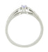 Filigree Scrolls Tanzanite Promise Ring in White Gold