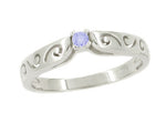 Filigree Scrolls Tanzanite Promise Ring in White Gold