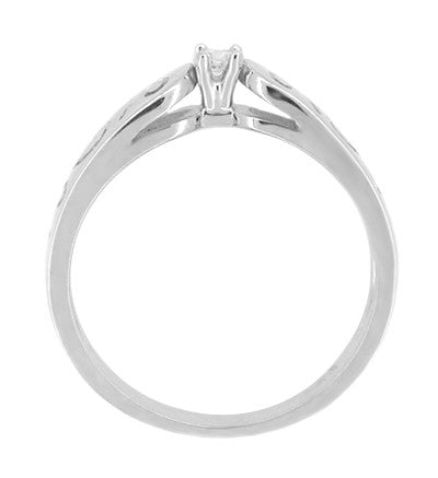 Side of Filigree Squiggle Scrolls White Sapphire Promise Ring in 10K or 14K White Gold - R375WS