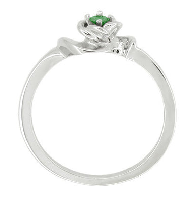 Mid Century Retro Moderne Rose Emerald Promise Ring in White Gold - 10K or 14K - alternate view