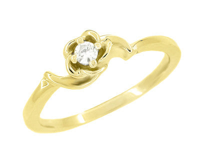 1950's Yellow Gold Vintage Rose Diamond Promise Ring - R377Y