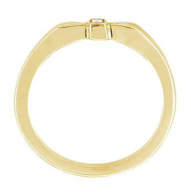 Retro Moderne Bow White Sapphire Band in Yellow Gold - alternate view