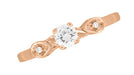 Retro Moderne White Sapphire Engagement Ring in 14 Karat Rose Gold