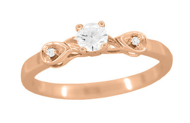 Rose Gold 1950s Retro Vintage White Sapphire Engagement Ring - R380R25