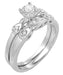 Retro Moderne Diamond Engagement Ring and Wedding Ring Set in 14 Karat White Gold