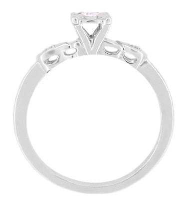 Retro Moderne Natural Pink Diamond Engagement Ring in 14 Karat White Gold - Item: R380WPD - Image: 2