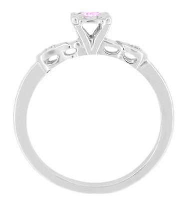 Retro Moderne Pink Tourmaline and Diamond Promise Ring in 14 Karat White Gold - Item: R380WPT - Image: 2