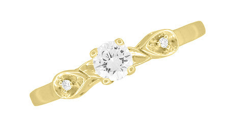 1950's Retro Moderne 1/4 Carat Certified Diamond Engagement Ring in 14K Yellow Gold - Item: R380Y25 - Image: 4