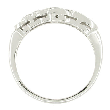 Art Deco Heirloom Hearts and Scrolls Filigree Diamond Wedding Ring in 14 Karat White Gold - alternate view