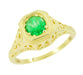 Art Deco Amenia Filigree Emerald Engagement Ring - 14 Karat Yellow Gold