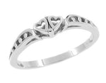 Filigree Twin Hearts Promise Ring in White Gold - 10K or 14K