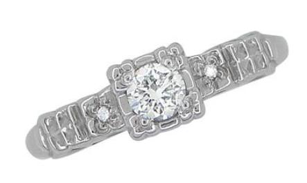 Art Deco 1/4 Carat Diamond Pansy Flowers Fishtail Engagement Ring in 14 Karat White Gold - Item: R386D - Image: 3