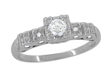 Art Deco 1/4 Carat Diamond Pansy Flowers Fishtail Engagement Ring in 14 Karat White Gold - alternate view