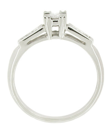 Mid Century 14 Karat White Gold Diamond Engagement Ring - alternate view