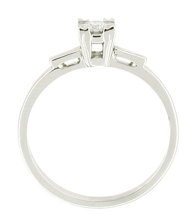 Diamond Solitaire Antique Engagement Ring in 14 Karat White Gold - alternate view