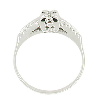 Illusion Square Mid Century Diamond Antique Engagement Ring in 14 Karat White Gold - alternate view