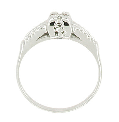 Illusion Square Mid Century Diamond Antique Engagement Ring in 14 Karat White Gold - Item: R393 - Image: 2