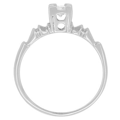 Art Deco Square Top Solitaire Vintage Diamond Engagement Ring in 14 Karat White Gold - Item: R395 - Image: 2