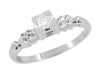 Art Deco Square Top Solitaire Vintage Diamond Engagement Ring in 14 Karat White Gold