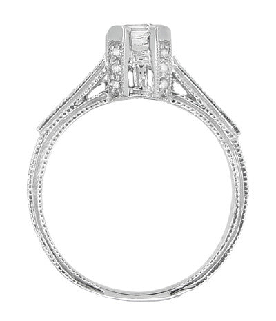 Art Deco 1/2 Carat Asscher Cut Diamond Engagement Ring in 18 Karat White Gold - Item: R396AS - Image: 5